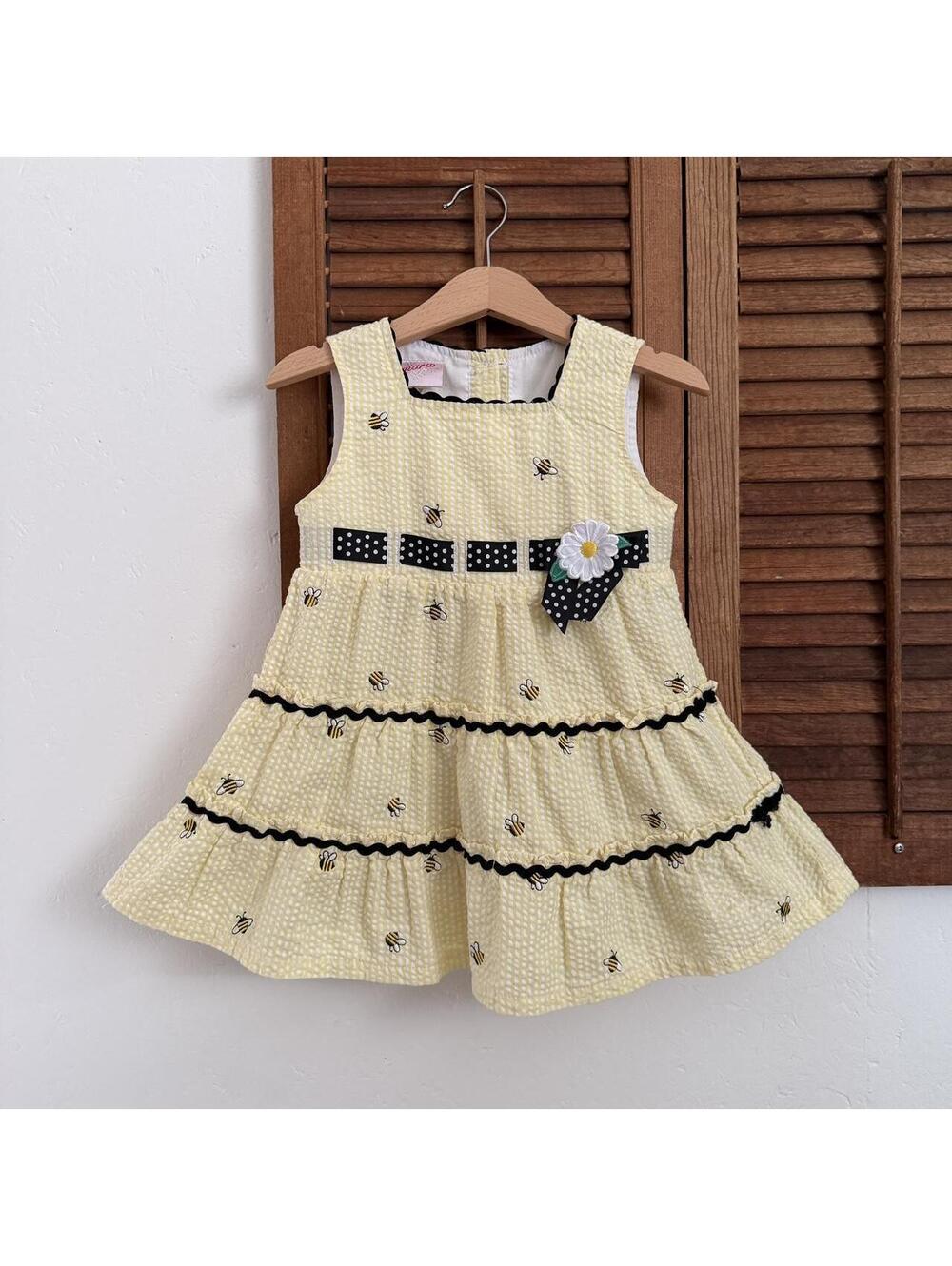 Vintage y2k Samara 3t yellow gingham dress and bee embroidery #babygirl #gingham